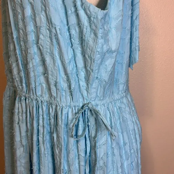 RAMY BROOK Midi Dress Jess Halter NEW High Neck Boho Tiered Textured Flowy Sky M