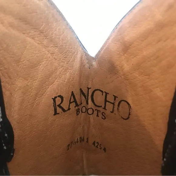 Rancho Point toe Black Lizard Western Cowboy Boots
