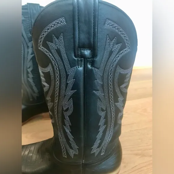 Rancho Point toe Black Lizard Western Cowboy Boots