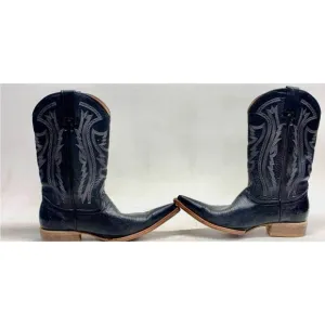 Rancho Point toe Black Lizard Western Cowboy Boots