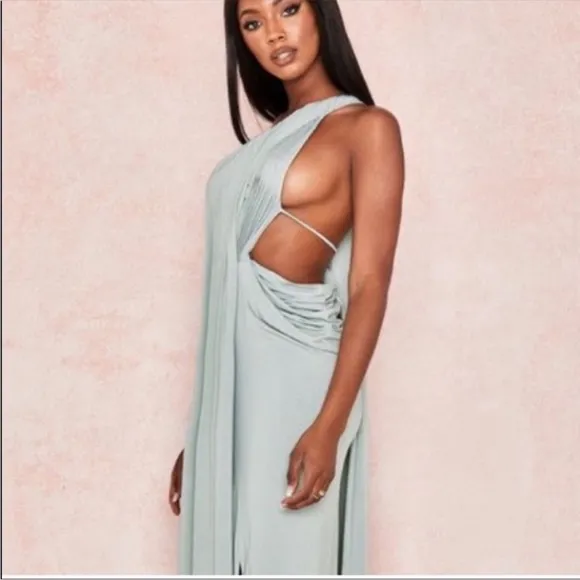 RARE House of CB 'Lolita' Pistachio Draped Cut Out Maxi Dress NWOT