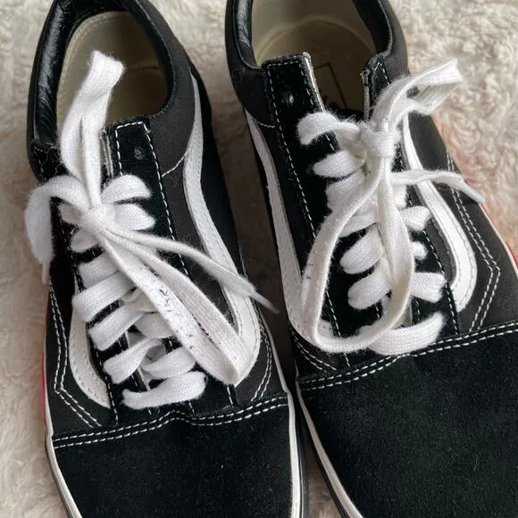 RARE Vans old skool flame cut out sneakers black white skater lace-up 8