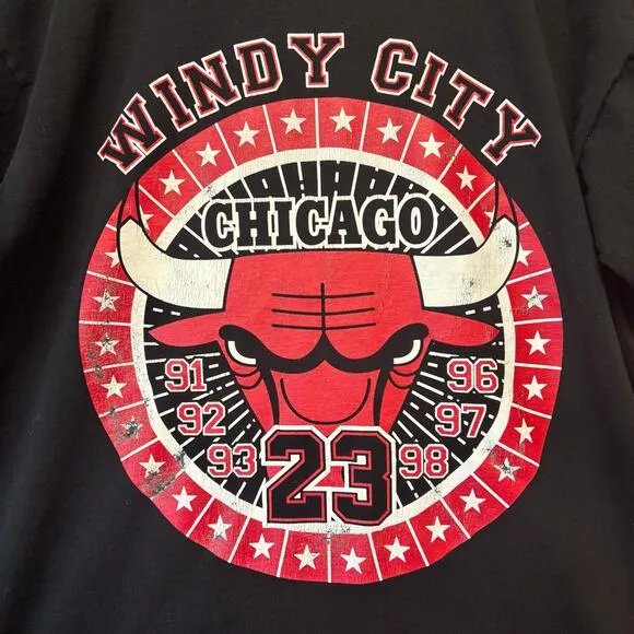 Rare Vintage Windy City Chicago Bulls Shirt Championships Jordan Double Side XXL