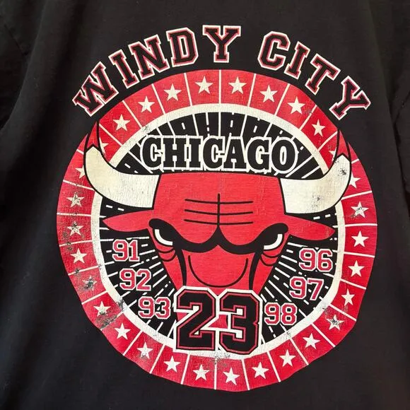 Rare Vintage Windy City Chicago Bulls Shirt Championships Jordan Double Side XXL