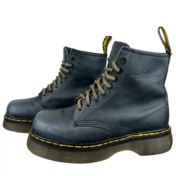 RARE Womens Vintage 90s Dr Martens 8499 Navy Chunky Platform Lace Up Boots (9.5)