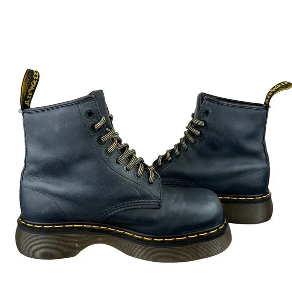 RARE Womens Vintage 90s Dr Martens 8499 Navy Chunky Platform Lace Up Boots (9.5)