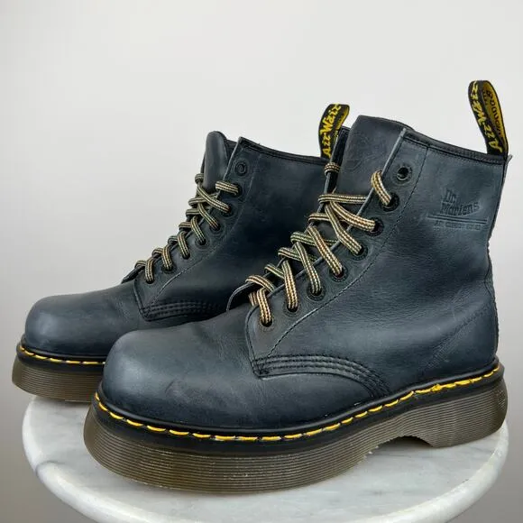 RARE Womens Vintage 90s Dr Martens 8499 Navy Chunky Platform Lace Up Boots (9.5)