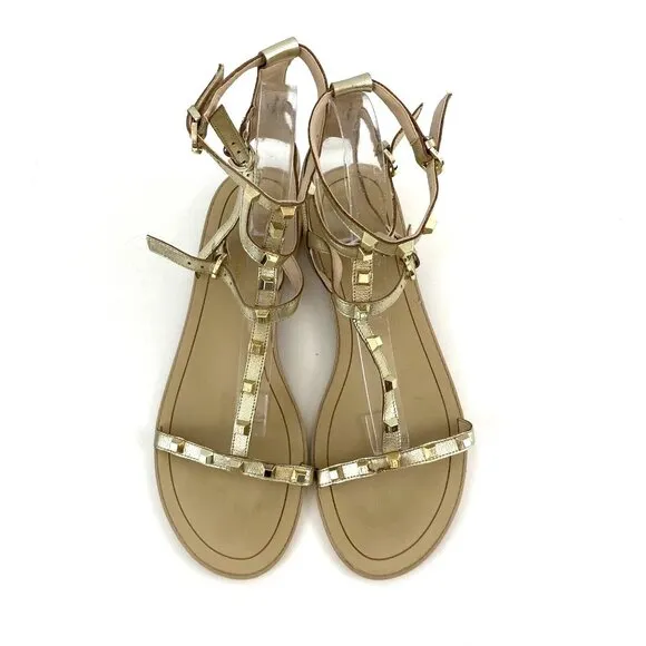Rebecca Minkoff Gold Metallic Georgina Studded Sandals Caged Gladiator Size 10