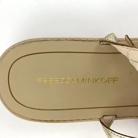 Rebecca Minkoff Gold Metallic Georgina Studded Sandals Caged Gladiator Size 10