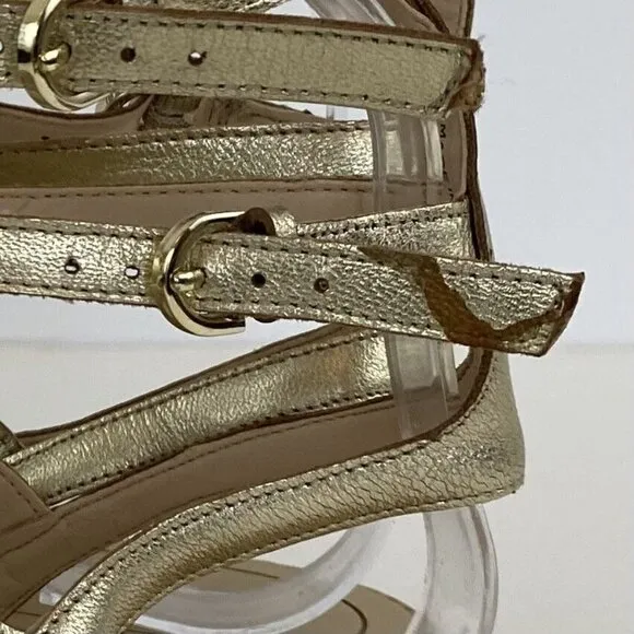 Rebecca Minkoff Gold Metallic Georgina Studded Sandals Caged Gladiator Size 10