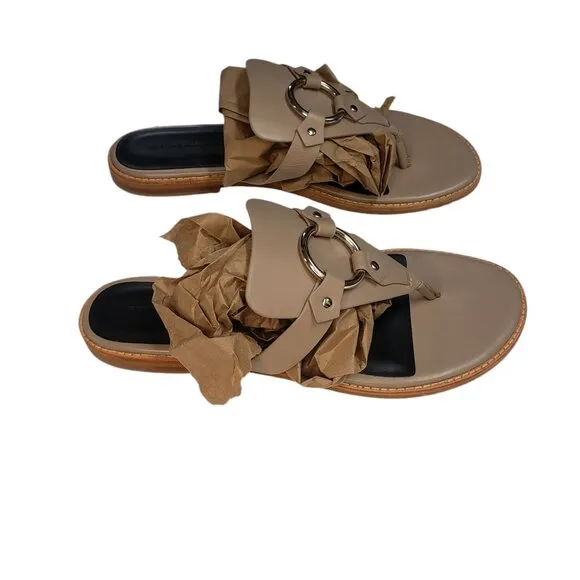 Rebecca Minkoff Sheena Thong Tan Leather Women's Sandals Size 9.5