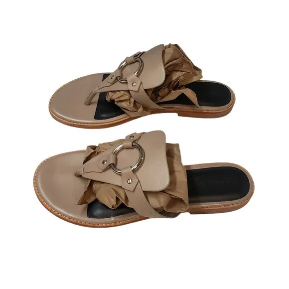 Rebecca Minkoff Sheena Thong Tan Leather Women's Sandals Size 9.5
