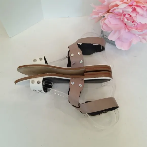 Rebecca Minkoff studded beige white leather sandals