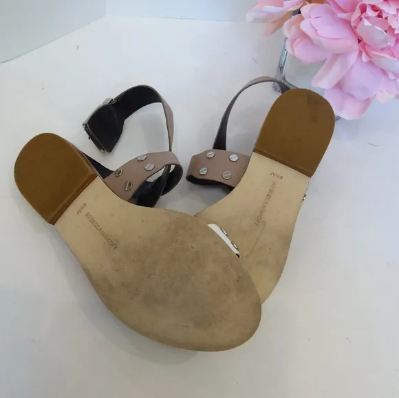 Rebecca Minkoff studded beige white leather sandals