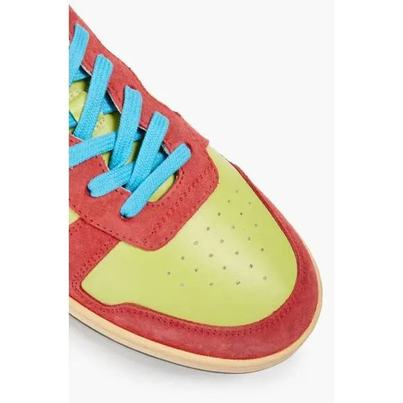 RE/DONE 80s Basketball Color Block Suede And Leather Sneakers Green