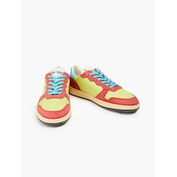 RE/DONE 80s Basketball Color Block Suede And Leather Sneakers Green