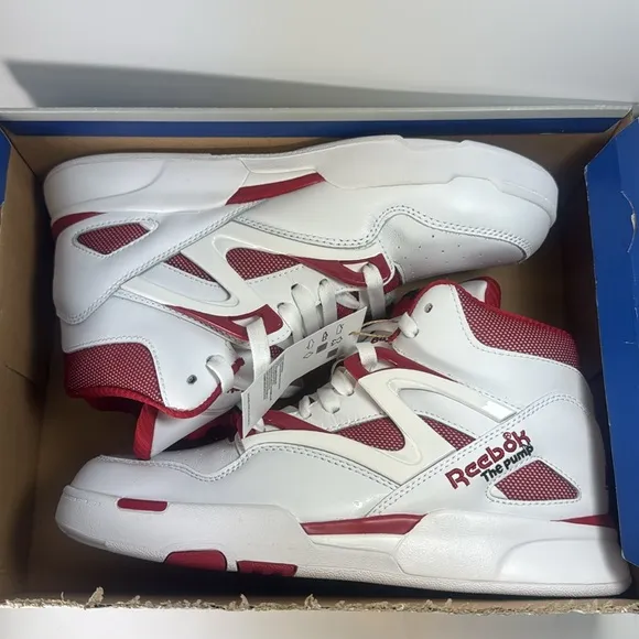 Reebok Pump Omni Zone 2 White Red Basketball Sneakers Men’s Size 9