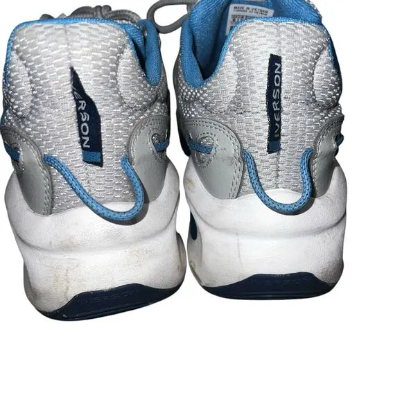 Reebok Solution Mid Blue Gray White Allen Iverson Mens Basketball Sneakers sz 8