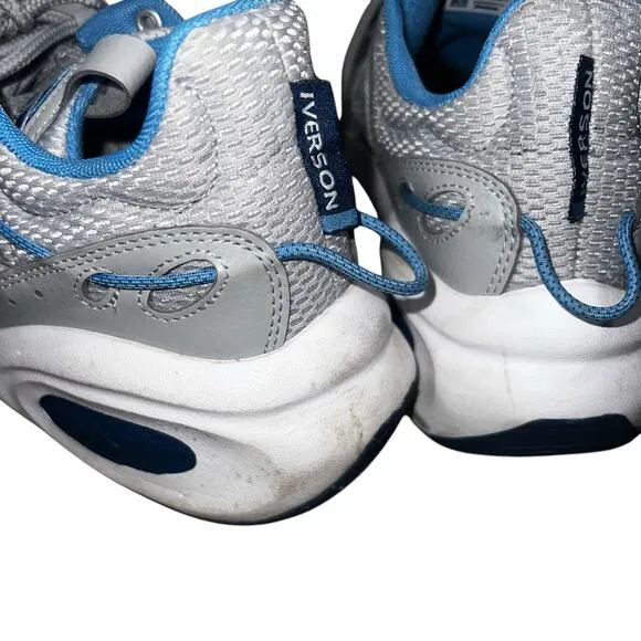 Reebok Solution Mid Blue Gray White Allen Iverson Mens Basketball Sneakers sz 8