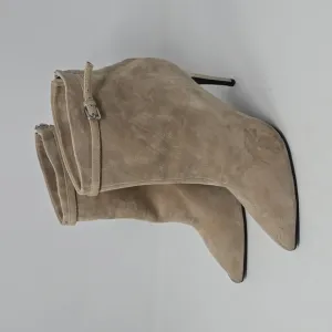 Reiss Ashton Suede Pointed Toe Buckle Stiletto Heeled Boots Women's Size  8