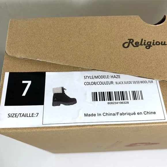 Religious Comfort Nordstrom Haze Boots Faux Fur Suede Hiker Booties Black Size 7