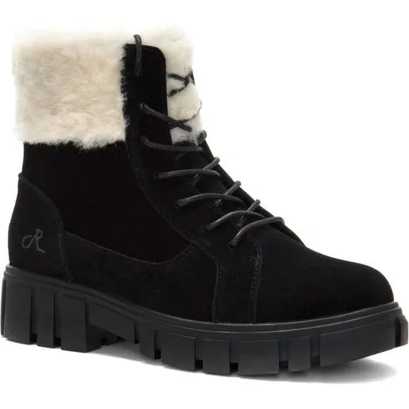 Religious Comfort Nordstrom Haze Boots Faux Fur Suede Hiker Booties Black Size 7