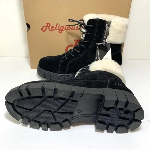 Religious Comfort Nordstrom Haze Boots Faux Fur Suede Hiker Booties Black Size 7