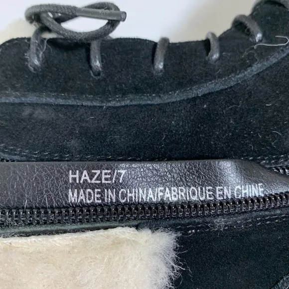 Religious Comfort Nordstrom Haze Boots Faux Fur Suede Hiker Booties Black Size 7