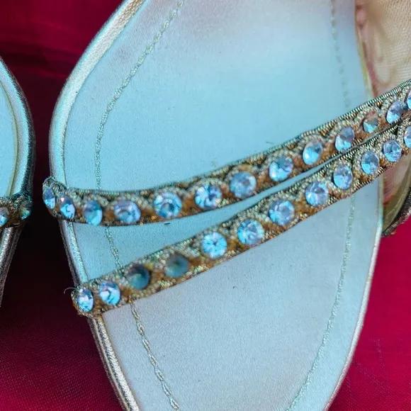 Rene Caovilla Floral Golden Heel Sandals