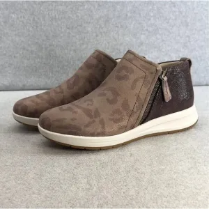 Revere Dublin Leather Zip Up Ankle Sneaker Shoe-Camo Espresso -Women Size 8 *NEW