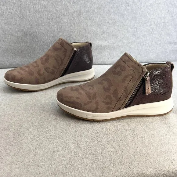 Revere Dublin Leather Zip Up Ankle Sneaker Shoe-Camo Espresso -Women Size 8 *NEW