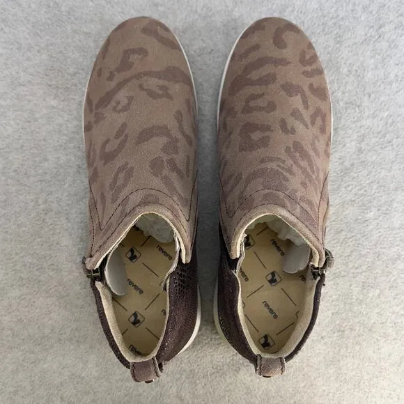Revere Dublin Leather Zip Up Ankle Sneaker Shoe-Camo Espresso -Women Size 8 *NEW