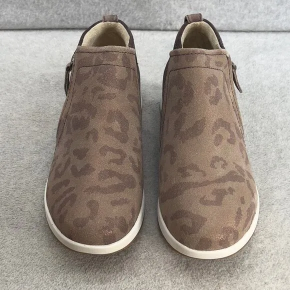 Revere Dublin Leather Zip Up Ankle Sneaker Shoe-Camo Espresso -Women Size 8 *NEW