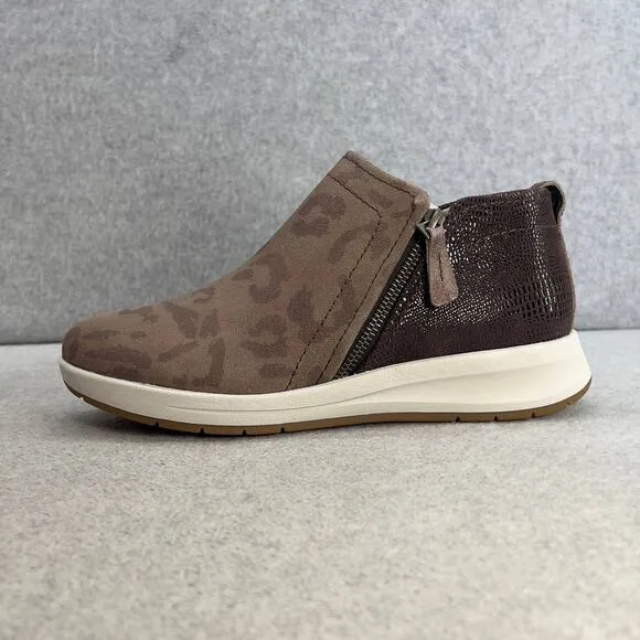 Revere Dublin Leather Zip Up Ankle Sneaker Shoe-Camo Espresso -Women Size 8 *NEW