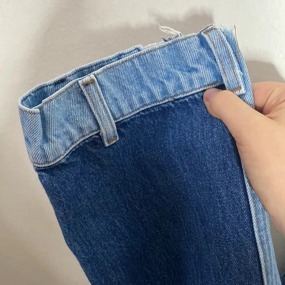 Revice Denim Blue Matchmaker high rise patchwork Straight Leg crop jeans size 26