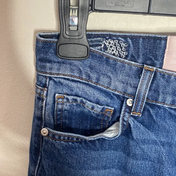 Revice Denim Blue Matchmaker high rise patchwork Straight Leg crop jeans size 26