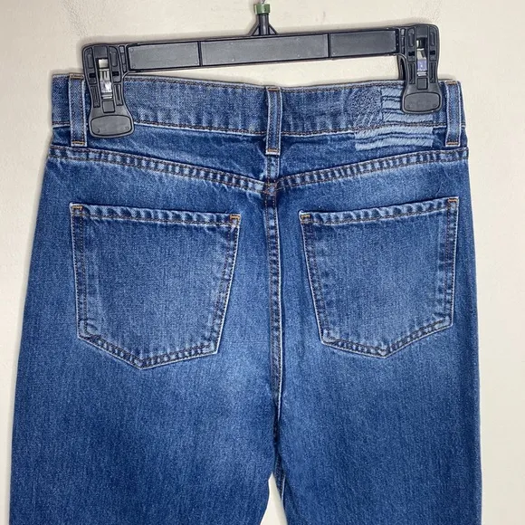 Revice Denim Blue Matchmaker high rise patchwork Straight Leg crop jeans size 26