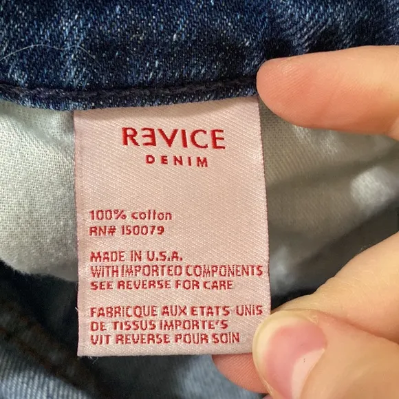 Revice Denim Blue Matchmaker high rise patchwork Straight Leg crop jeans size 26