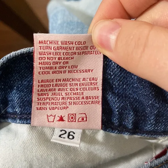 Revice Denim Blue Matchmaker high rise patchwork Straight Leg crop jeans size 26