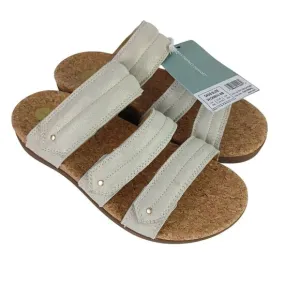 Revitalign Orthotic Shimmer Suede Slide Sandals Oasis Oatmeal NWT