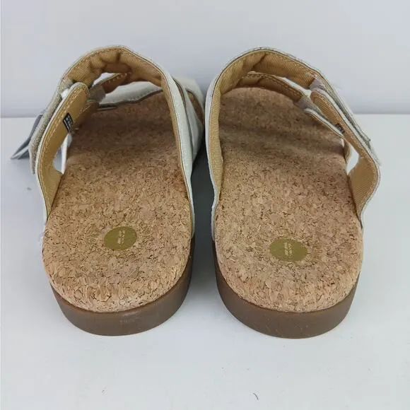Revitalign Orthotic Shimmer Suede Slide Sandals Oasis Oatmeal NWT