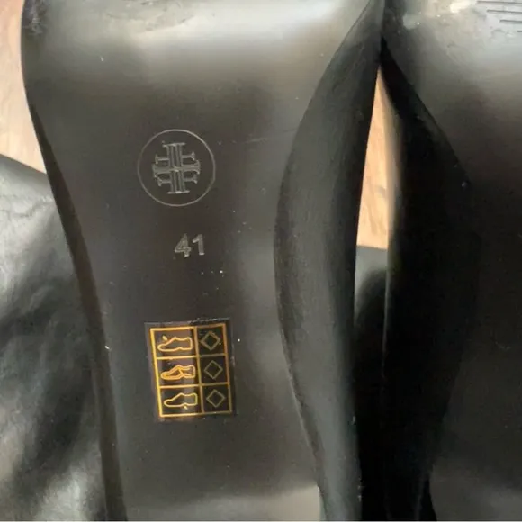 Revolve Femme LA Soho Knee High Heeled Boots Black Faux Leather Pointed Toe 41