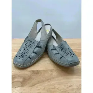 Rieker Women’s Leather Light Blue Close Toe Slingback Sandal, Casual Shoe Sz 9.5