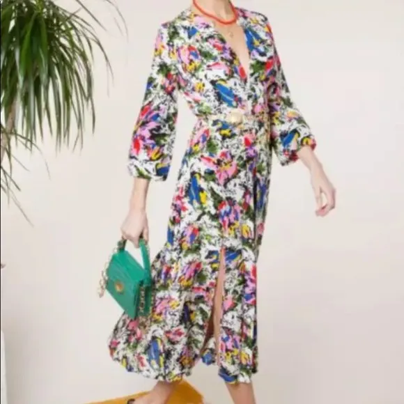 RIXO LONDON camellia silk floral midi dress