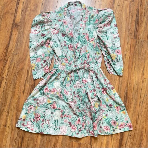 Ronny Kobo Puffsleeve Floral Meritti Dress Size S
