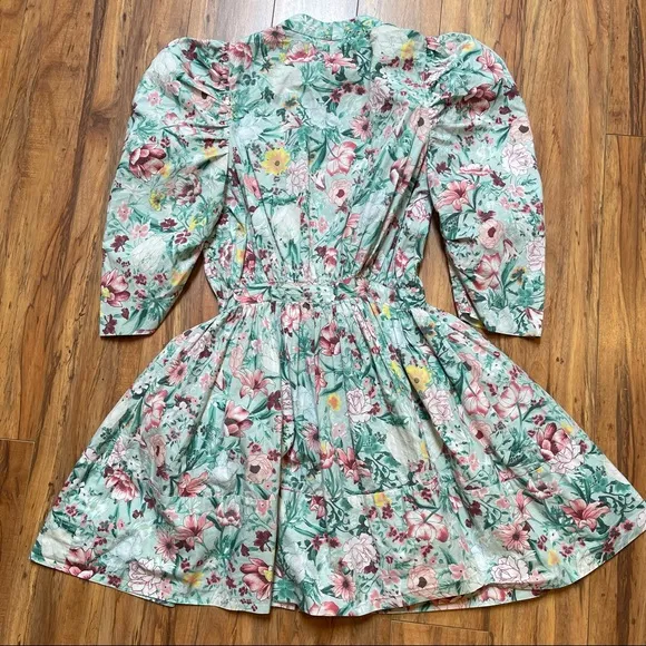 Ronny Kobo Puffsleeve Floral Meritti Dress Size S