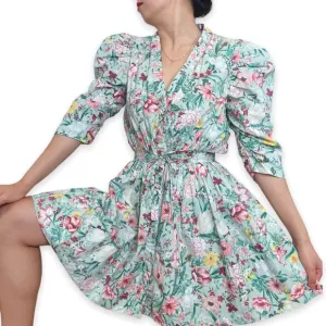 Ronny Kobo Puffsleeve Floral Meritti Dress Size S