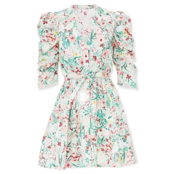 Ronny Kobo Puffsleeve Floral Meritti Dress Size S