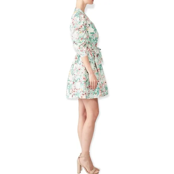 Ronny Kobo Puffsleeve Floral Meritti Dress Size S