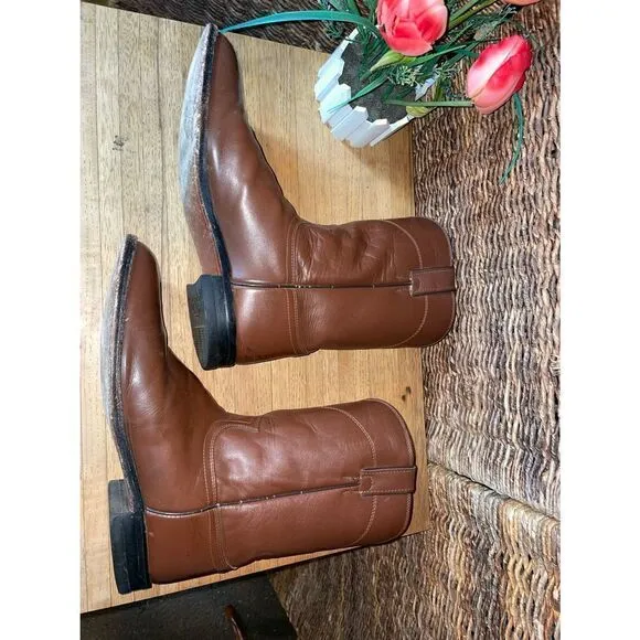 Roper Boots By Justin Classic Tan  Rancher/Cowboy Boot Size 11.5-RARE